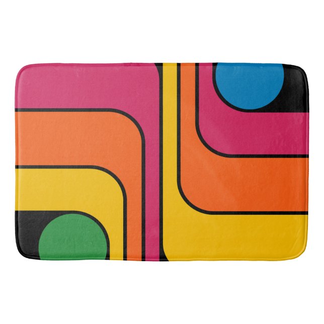 Mod 1970er Retro-Stil Geometrisches Design Badematte (Vorderseite)