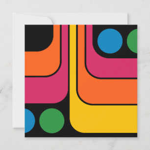 Mod 1970er Retro-Stil Geometrisches Design Einladung