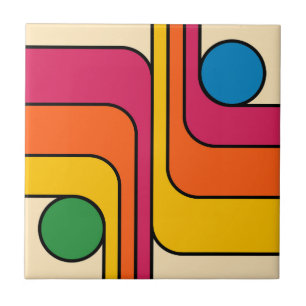 Mod 1970er Retro-Stil Geometrisches Design Fliese