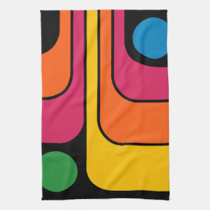 Mod 1970er Retro-Stil Geometrisches Design Geschirrtuch