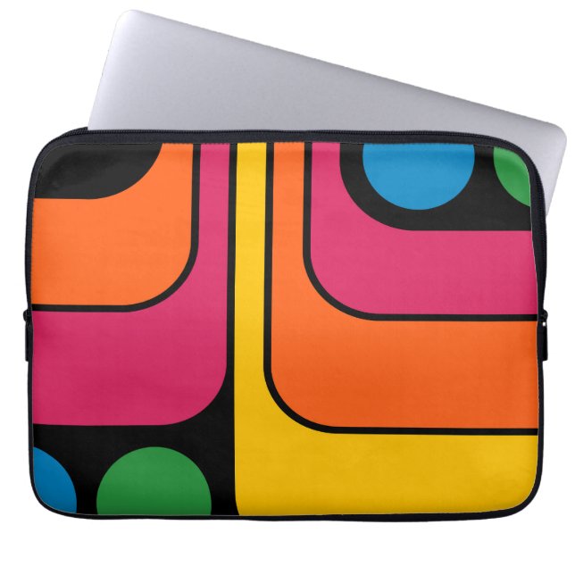 Mod 1970er Retro-Stil Geometrisches Design Laptopschutzhülle (Vorderseite)