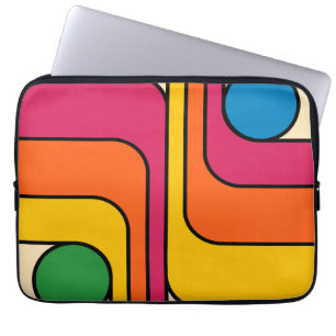 Mod 1970er Retro-Stil Geometrisches Design Laptopschutzhülle