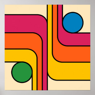 Mod 1970er Retro-Stil Geometrisches Design Poster