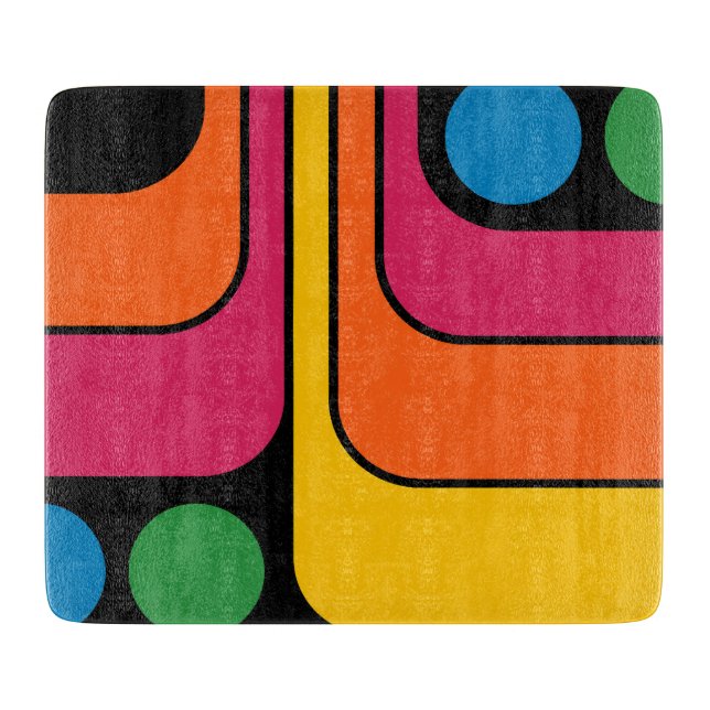 Mod 1970er Retro-Stil Geometrisches Design Schneidebrett (Vorderseite)