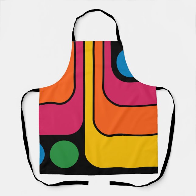 Mod 1970er Retro-Stil Geometrisches Design Schürze (Vorderseite)