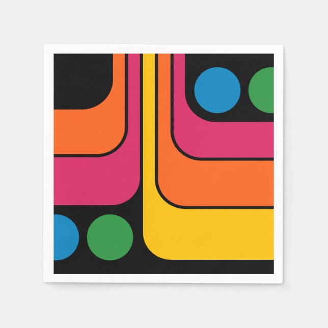 Mod 1970er Retro-Stil Geometrisches Design Serviette (Vorderseite)