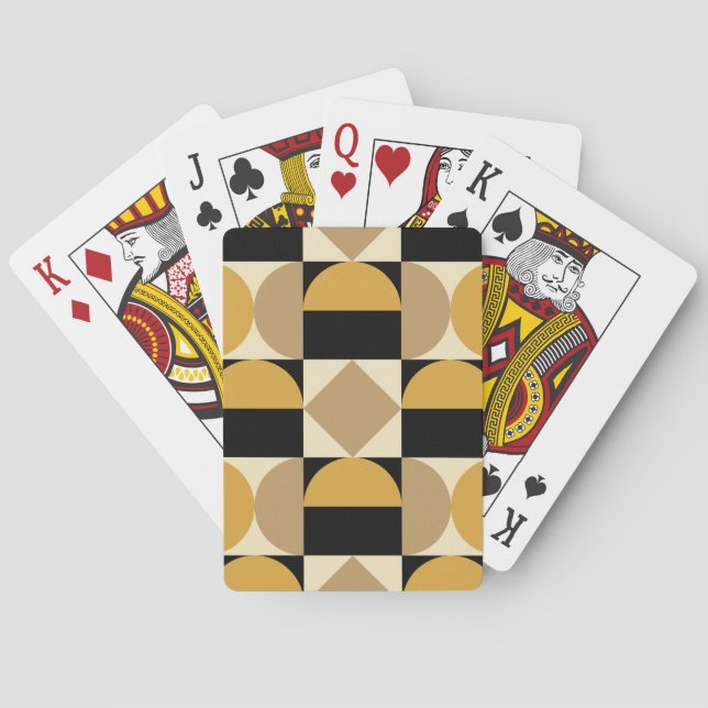 Mod 1970er Retro-Stil geometrisches Design Spielkarten (Rückseite)