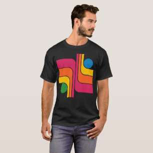 Mod 1970er Retro-Stil Geometrisches Design T-Shirt