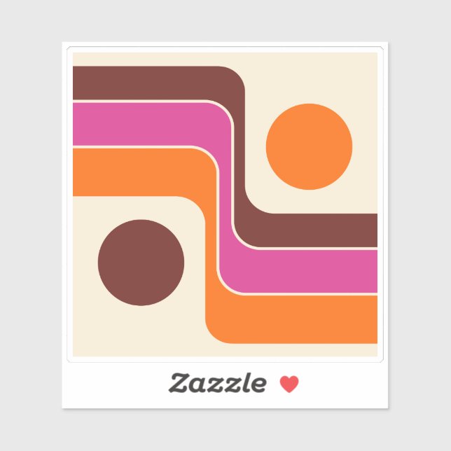 Mod 1970s Retro Style Geometric Design Aufkleber (Blatt)