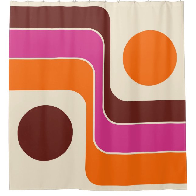 Mod 1970s Retro Style Geometric Design Duschvorhang (Vorderseite)