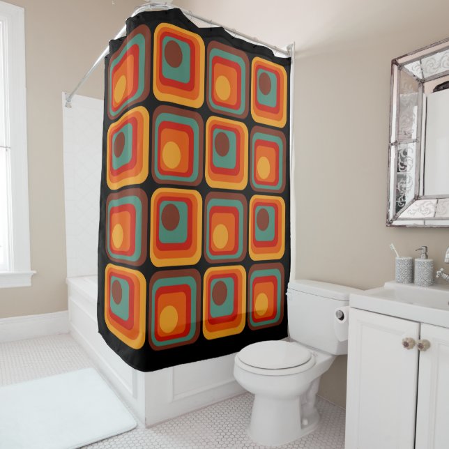 Mod 1970s Retro Style Geometric Design Duschvorhang (Beispiel)
