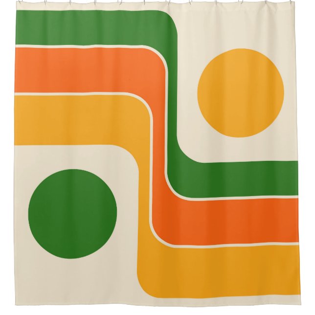Mod 1970s Retro Style Geometric Design Duschvorhang (Vorderseite)
