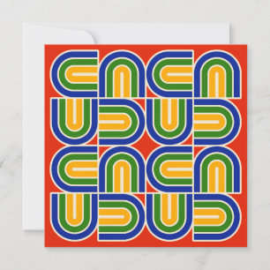 Mod 1970s Retro Style Geometric Design Einladung