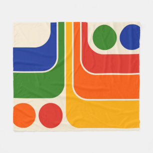 Mod 1970s Retro Style Geometric Design Fleecedecke