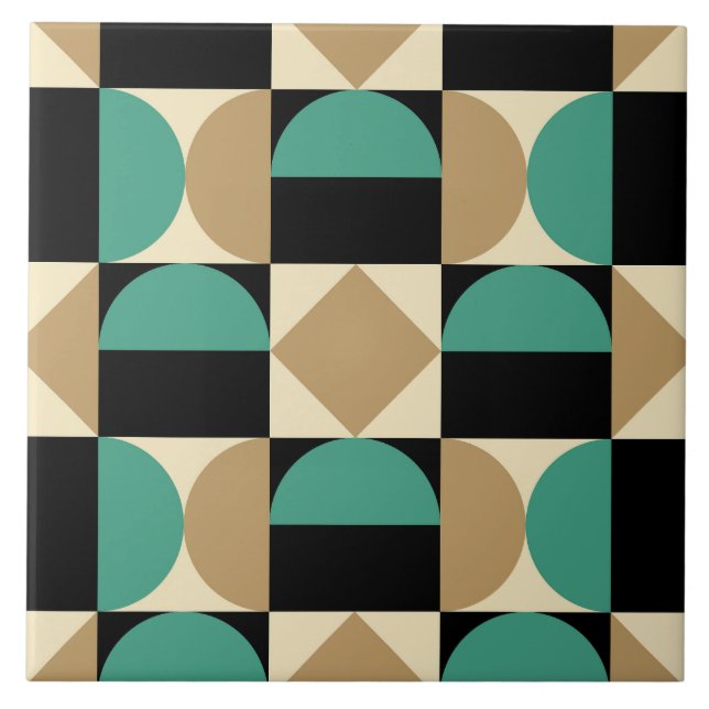 Mod 1970s Retro Style Geometric Design Fliese (Vorderseite)
