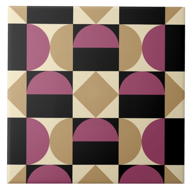 Mod 1970s Retro Style Geometric Design Fliese (Vorderseite)