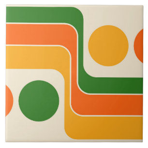 Mod 1970s Retro Style Geometric Design Fliese