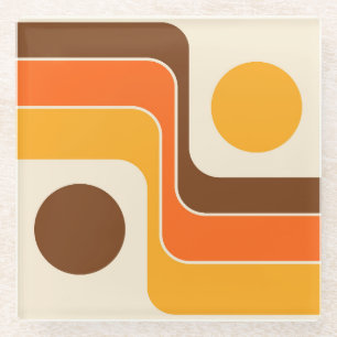 Mod 1970s Retro Style Geometric Design Glasuntersetzer