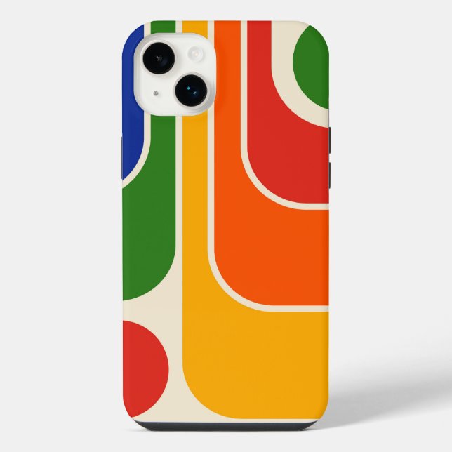 Mod 1970s Retro Style Geometric Design iPhone Hülle (Rückseite)