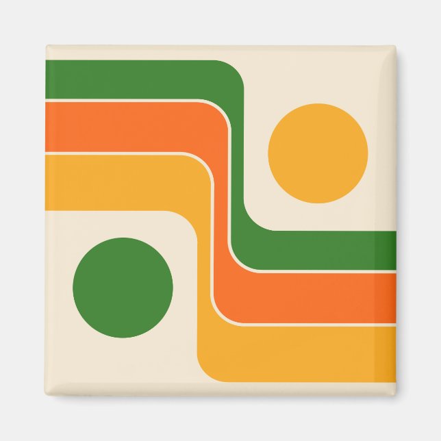 Mod 1970s Retro Style Geometric Design Magnet (Vorne)