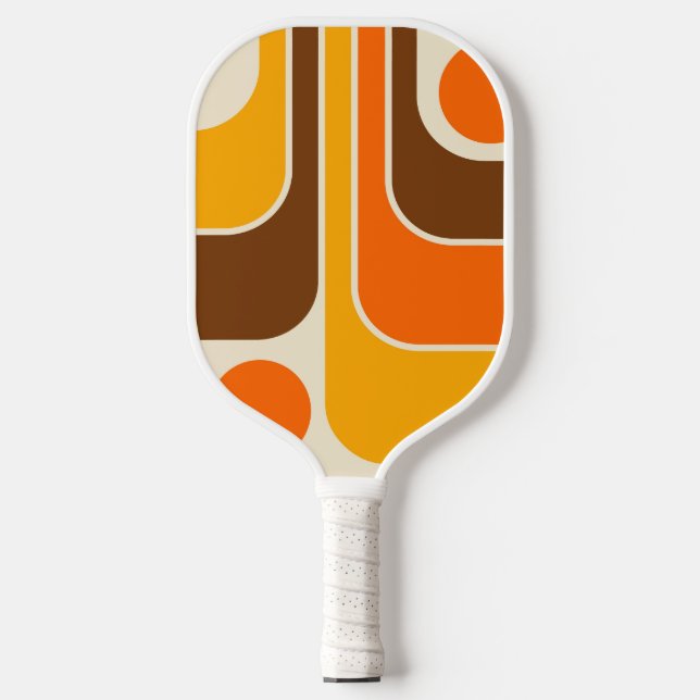 Mod 1970s Retro Style Geometric Design Pickleball Schläger (Vorderseite)