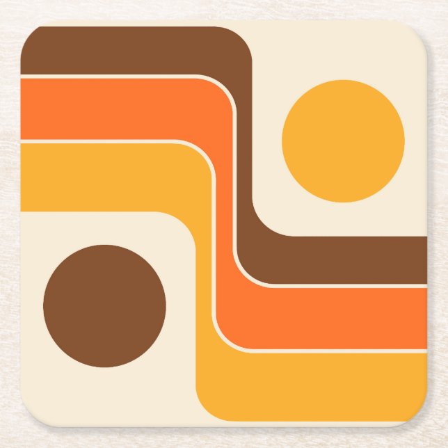 Mod 1970s Retro Style Geometric Design Rechteckiger Pappuntersetzer (Vorderseite)
