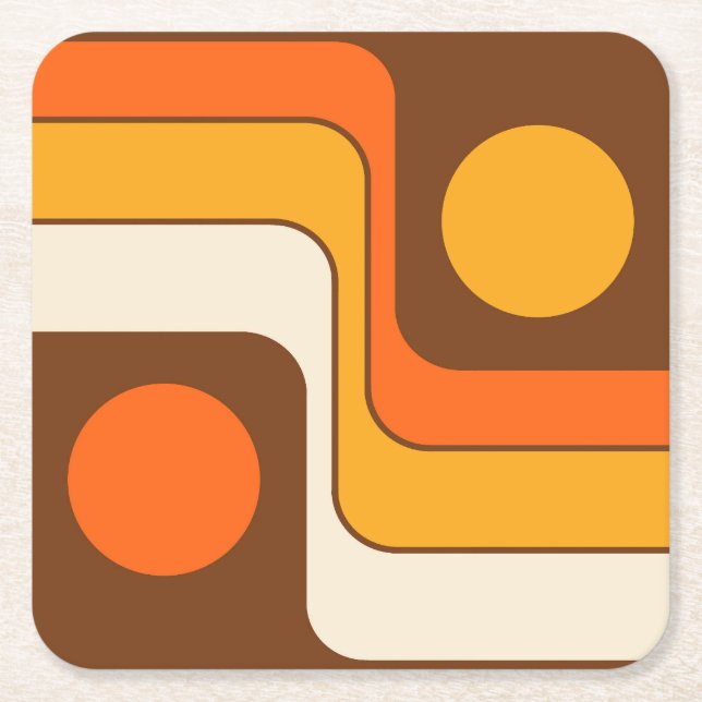 Mod 1970s Retro Style Geometric Design Rechteckiger Pappuntersetzer (Vorderseite)