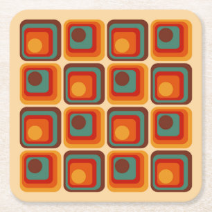 Mod 1970s Retro Style Geometric Design Rechteckiger Pappuntersetzer