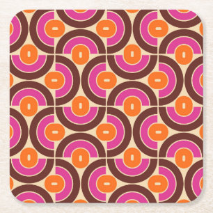 Mod 1970s Retro Style Geometric Design Rechteckiger Pappuntersetzer