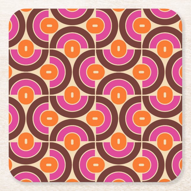 Mod 1970s Retro Style Geometric Design Rechteckiger Pappuntersetzer (Vorderseite)