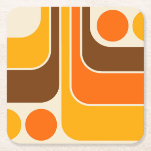 Mod 1970s Retro Style Geometric Design Rechteckiger Pappuntersetzer