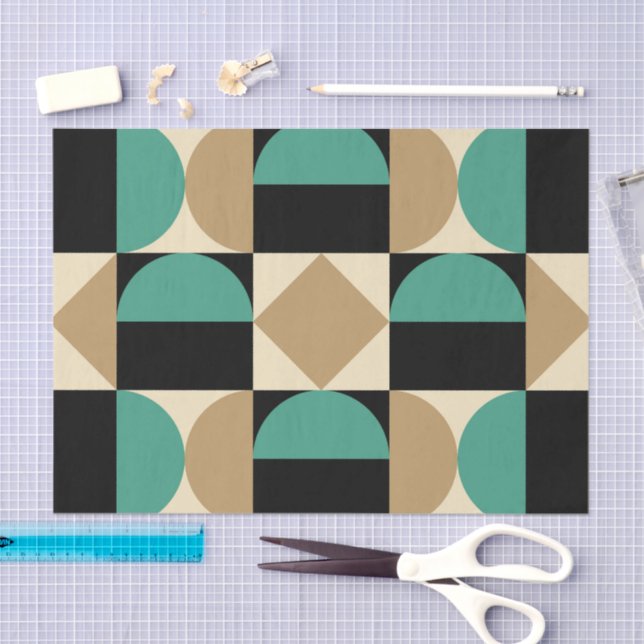Mod 1970s Retro Style Geometric Design Seidenpapier (Handwerk)
