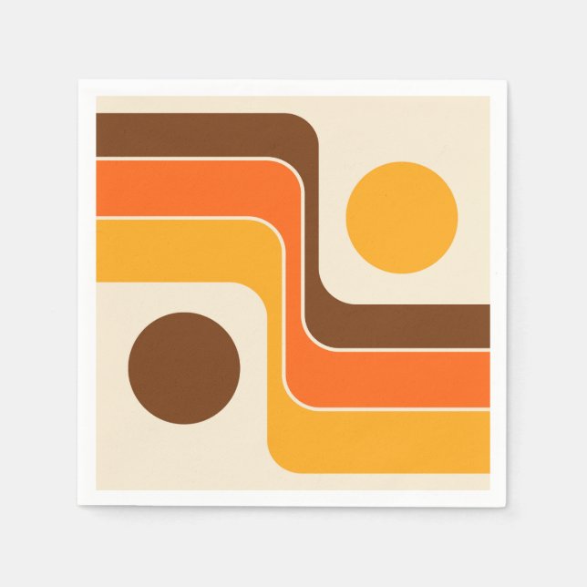 Mod 1970s Retro Style Geometric Design Serviette (Vorderseite)