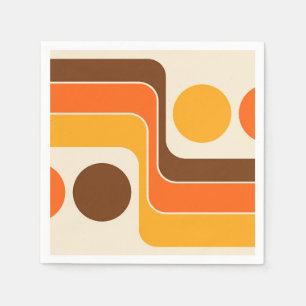 Mod 1970s Retro Style Geometric Design Serviette
