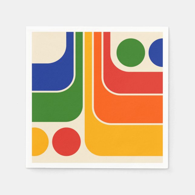 Mod 1970s Retro Style Geometric Design Serviette (Vorderseite)