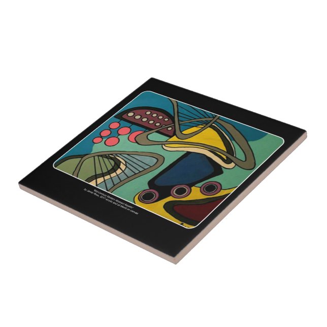 Mod Abstraktes Aquatic-Gemälde aus dem Mittelalter Fliese (Seite)