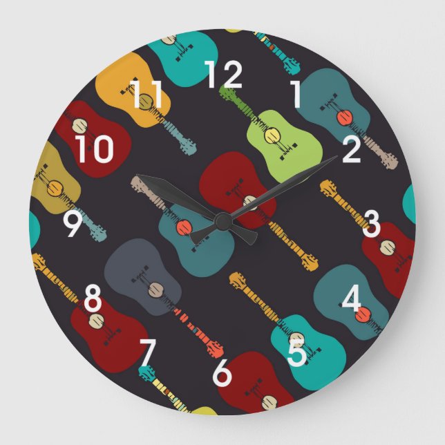 Mod Acoustic Guitars Clock Große Wanduhr (Vorderseite)