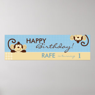 Mod Affen Birthday Banner Poster