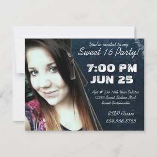 Mod Angle Grunge Foto Sweet 16 Einladung