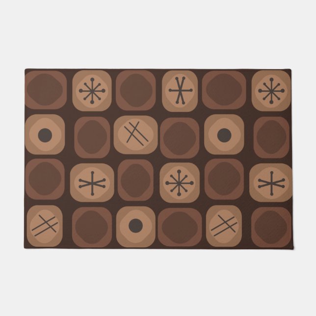 Mod Art Soft Cubes Brown aus den 1950er Jahren Fußmatte (Vorderseite)