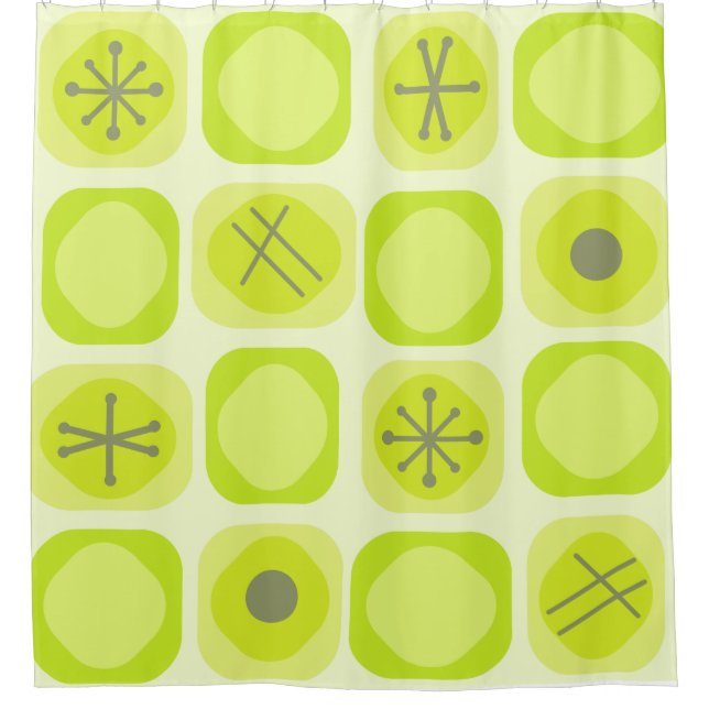 Mod Art Soft Cubes Chartreuse der 50er Jahre Duschvorhang (Vorderseite)