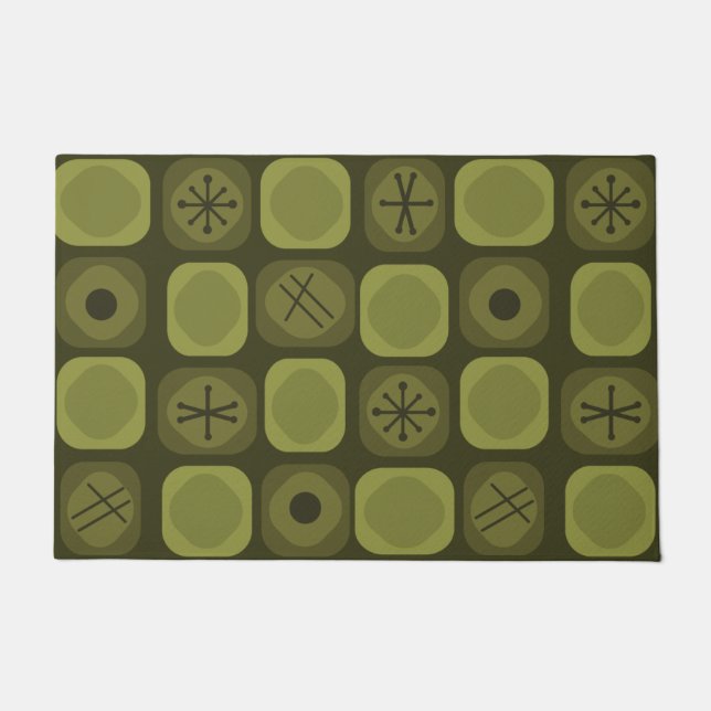 Mod Art Soft Cubes Olive Green aus den 50er Jahren Fußmatte (Vorderseite)