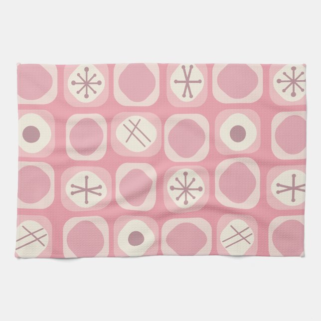 Mod Art Soft Cubes Pink Vanilla aus den 50er Jahre Geschirrtuch (Horizontal)