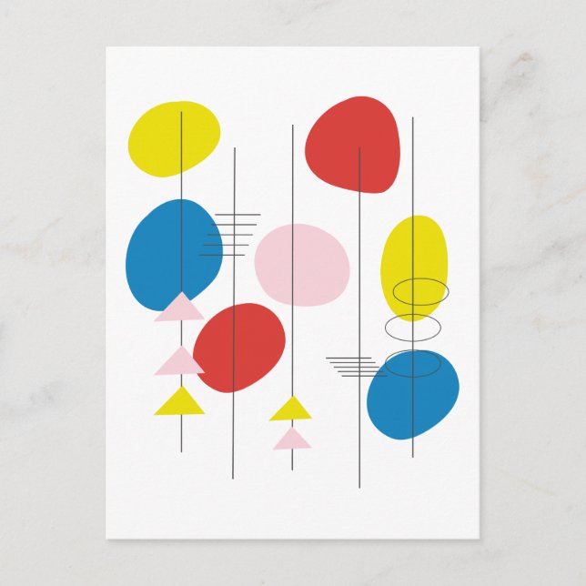 Mod Atomkunst des Mitteljahrhunderts in Rot-Gelb u Postkarte (Vorderseite)