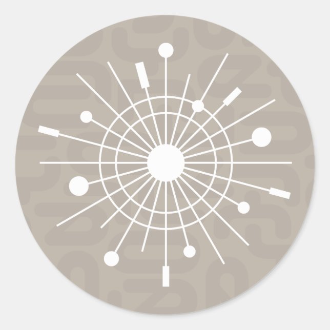 Mod Atomsputnik-Weihnachtsschneeflocke im Mittelal Runder Aufkleber (Vorderseite)