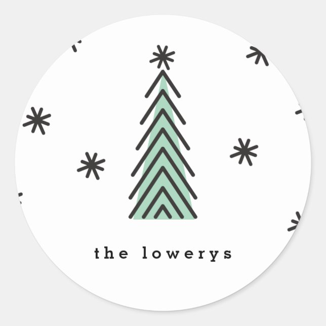 Mod-Baum-Feiertags-runder Aufkleber (Vorderseite)