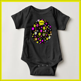 Mod Black Floral Baby Strampler