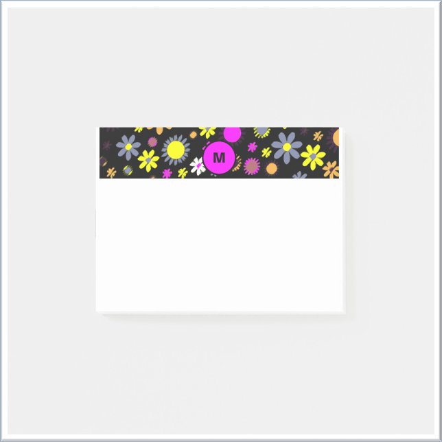 Mod Black Floral Post-it Klebezettel (Von Creator hochgeladen)