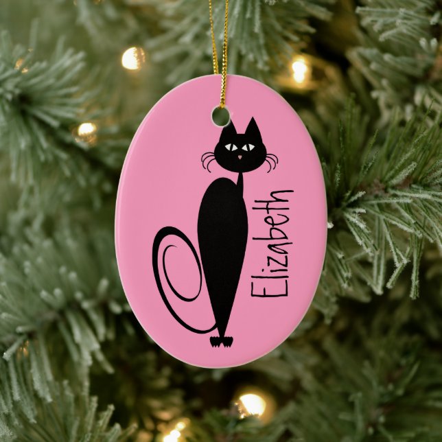 Mod Black Kitty Ornament (Baum)