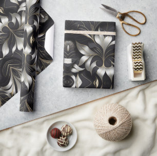 Mod Black Wrapping Paper Roll Geschenkpapier